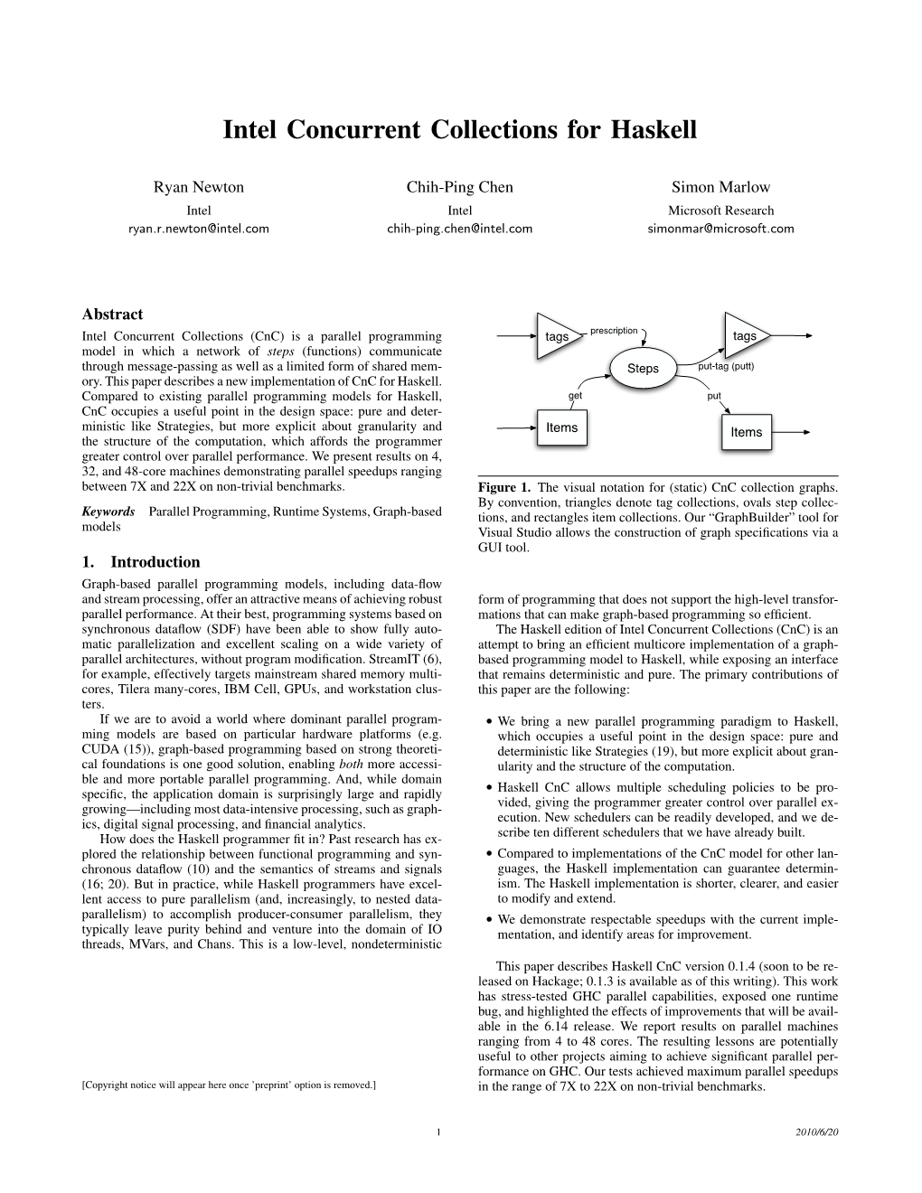 Intel Concurrent Collections for Haskell