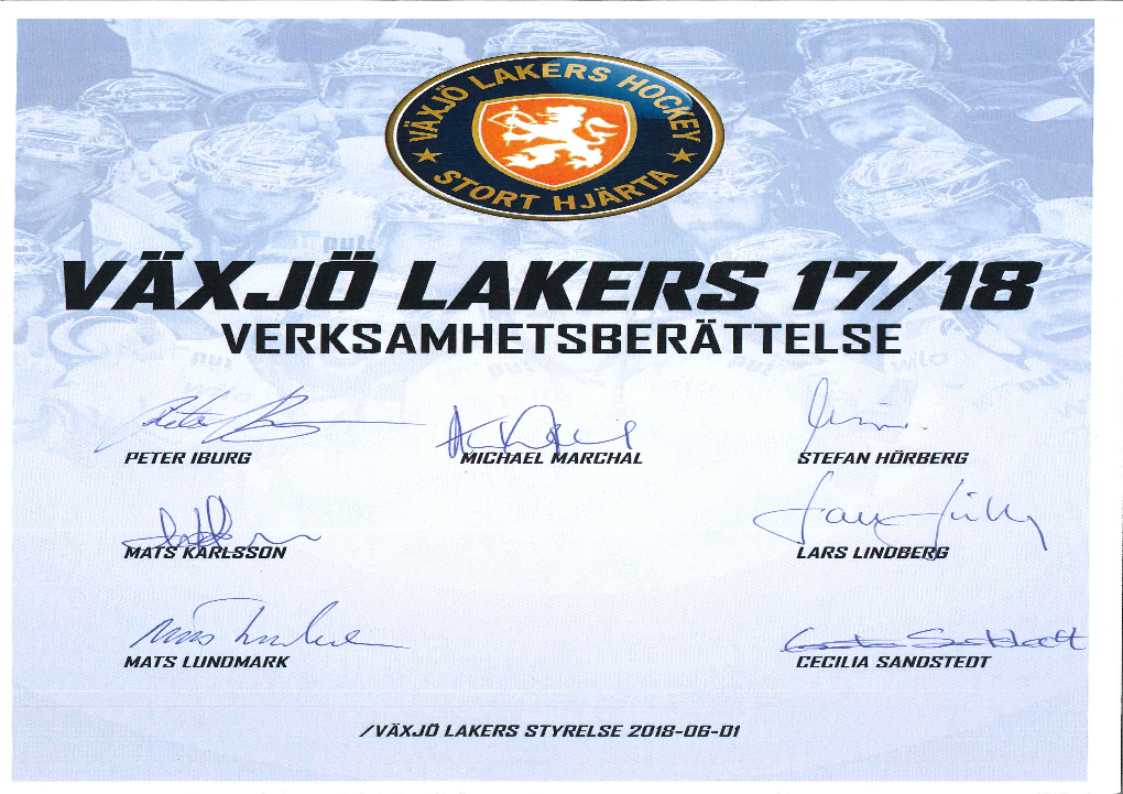 Växjö Lakers Verksamhetsberättelse 2017/2018