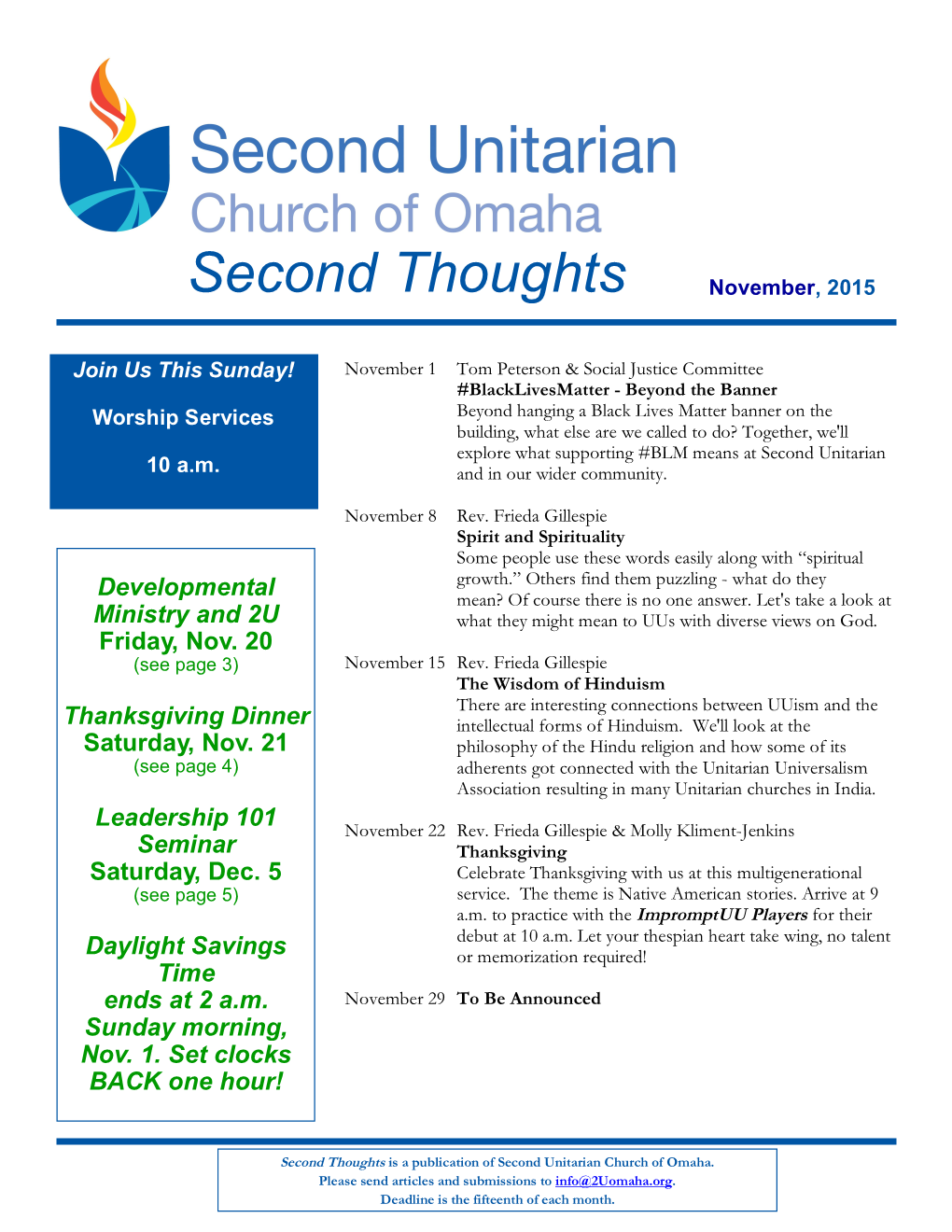 Second Thoughts November, 2015