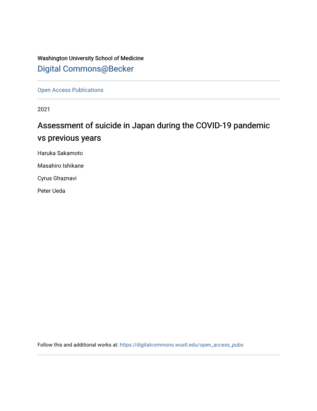 Assessment of Suicide in Japan During the COVID-19 Pandemic Vs Previous Years
