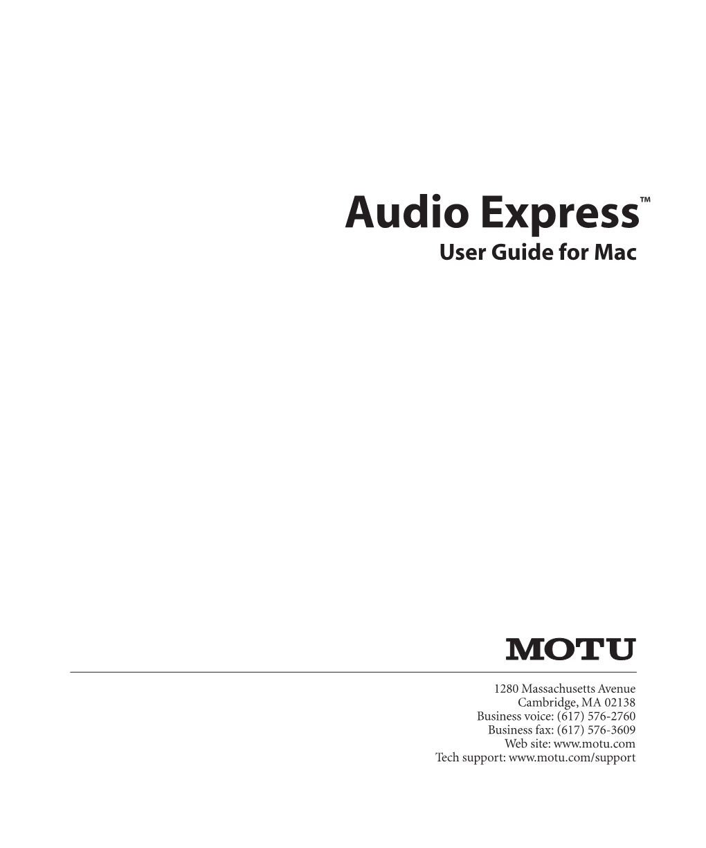 Audio Express User Guide (Mac)