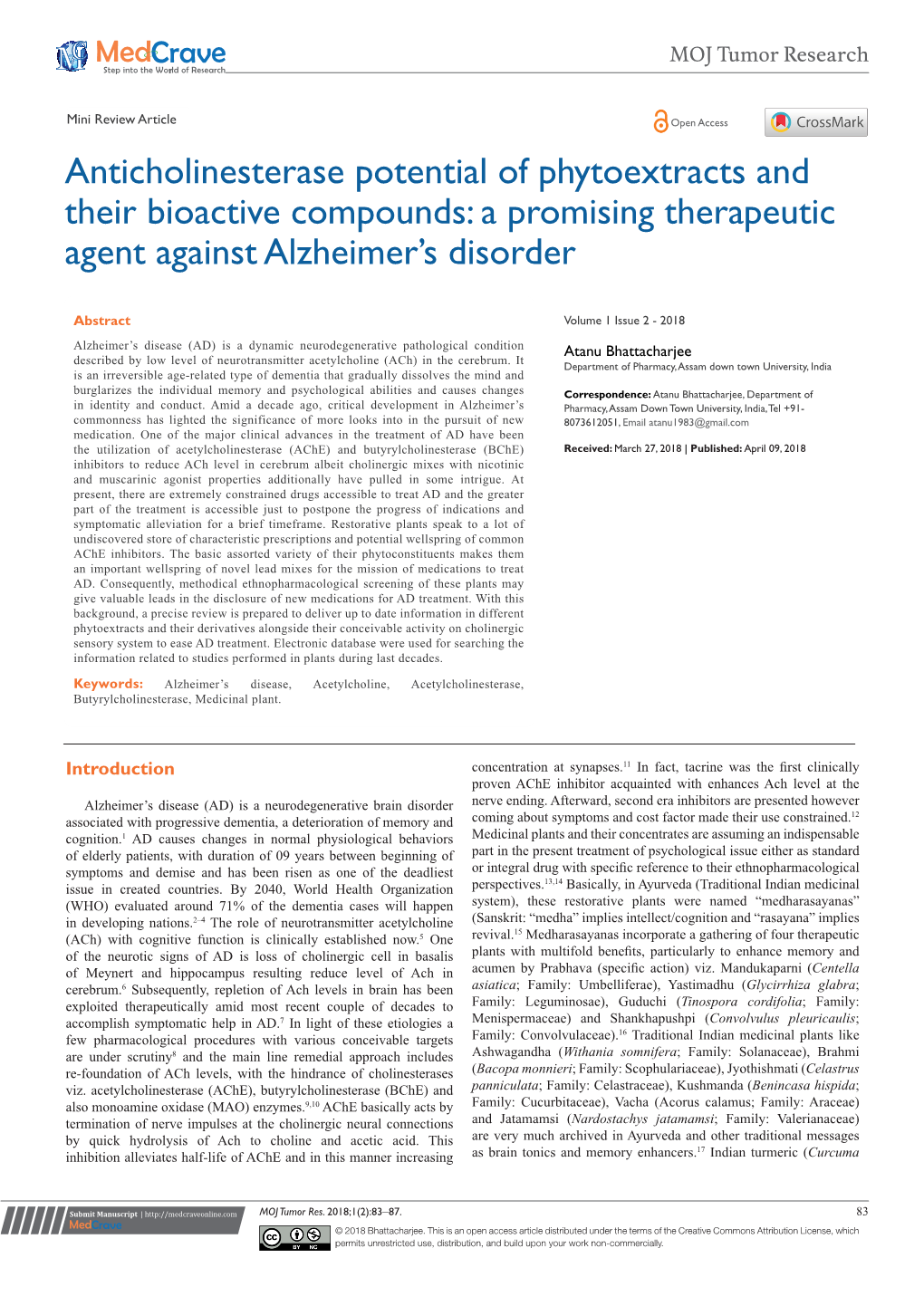 Anticholinesterase Potential of Phytoextracts and Their Bioactive Compounds: a Promising Therapeutic Agent Against Alzheimer’S Disorder