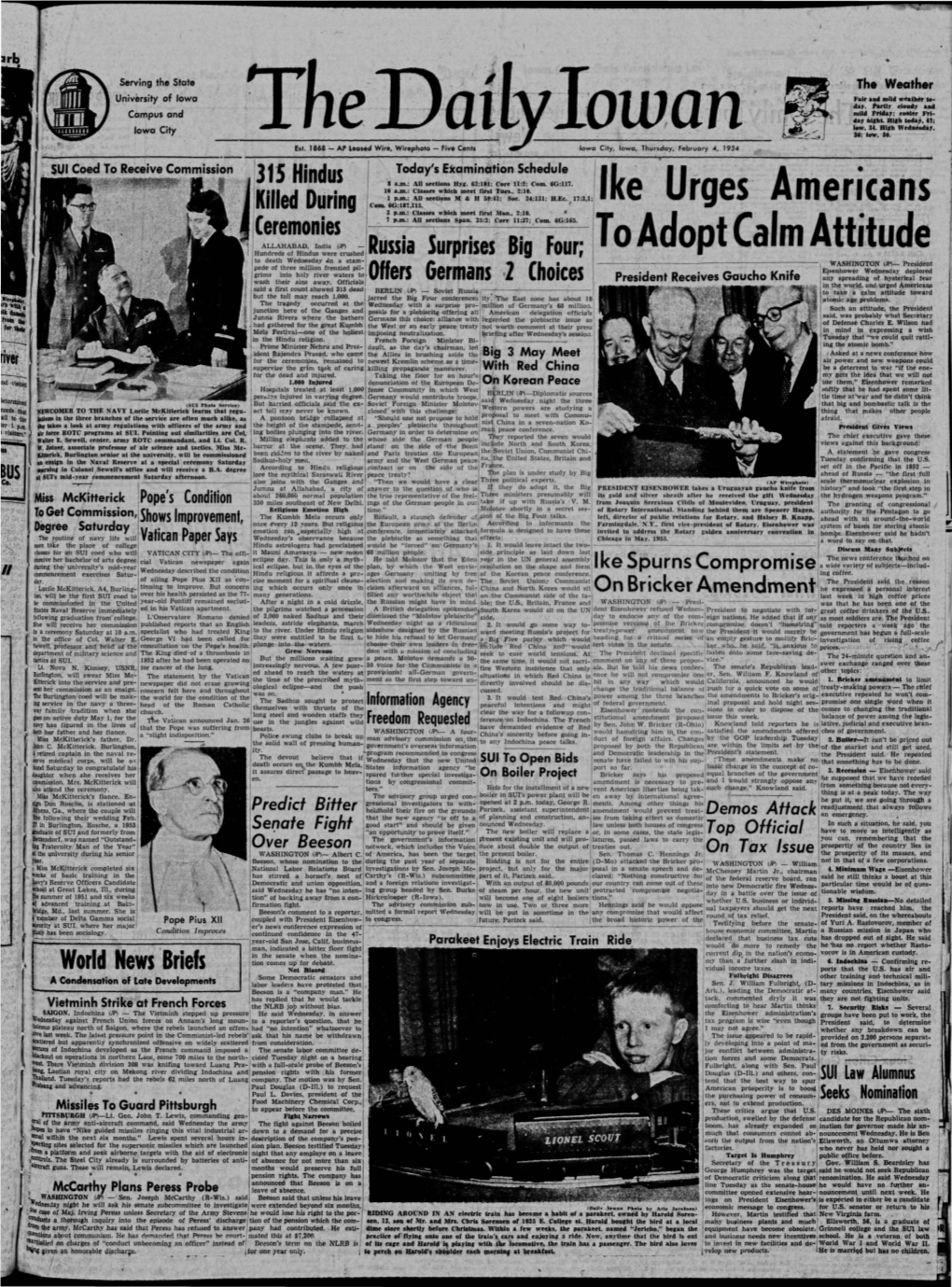 Daily Iowan (Iowa City, Iowa), 1954-02-04