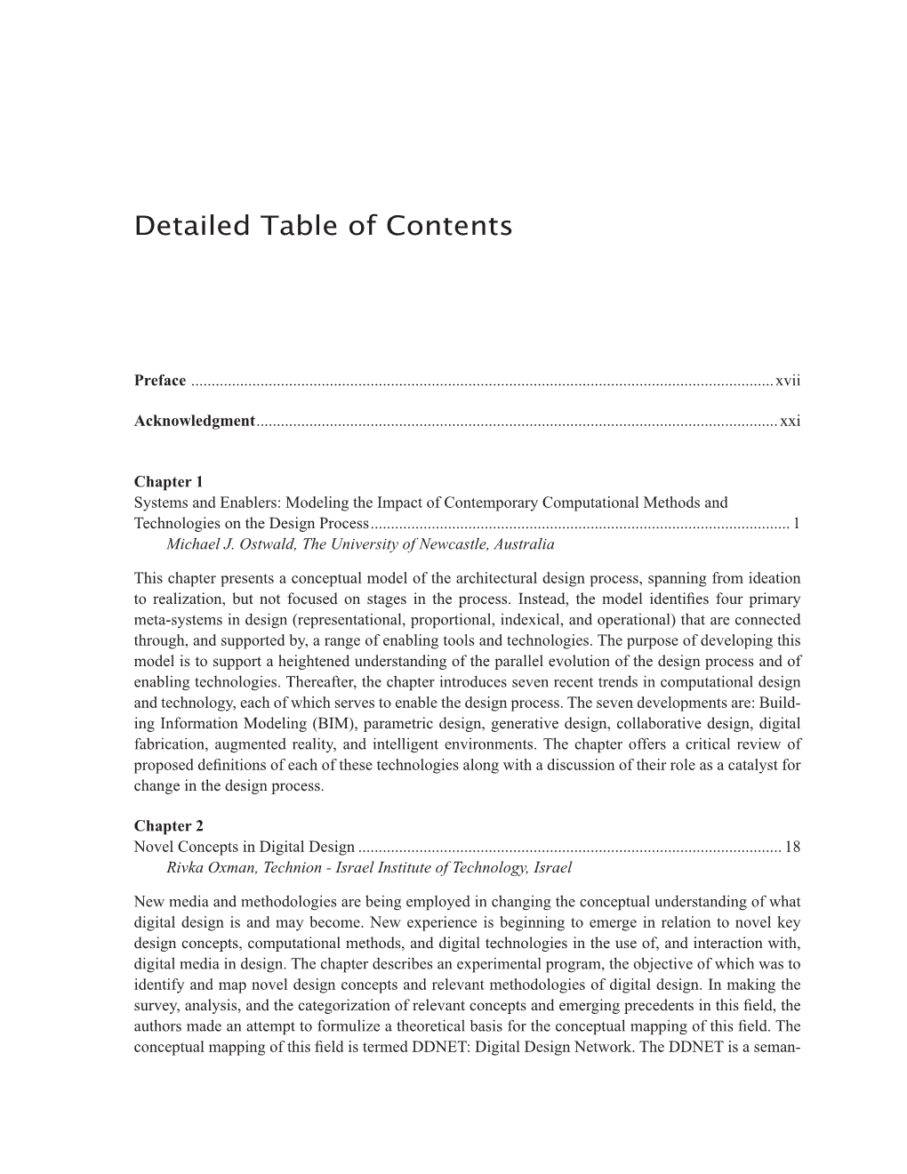 Detailed Table of Contents