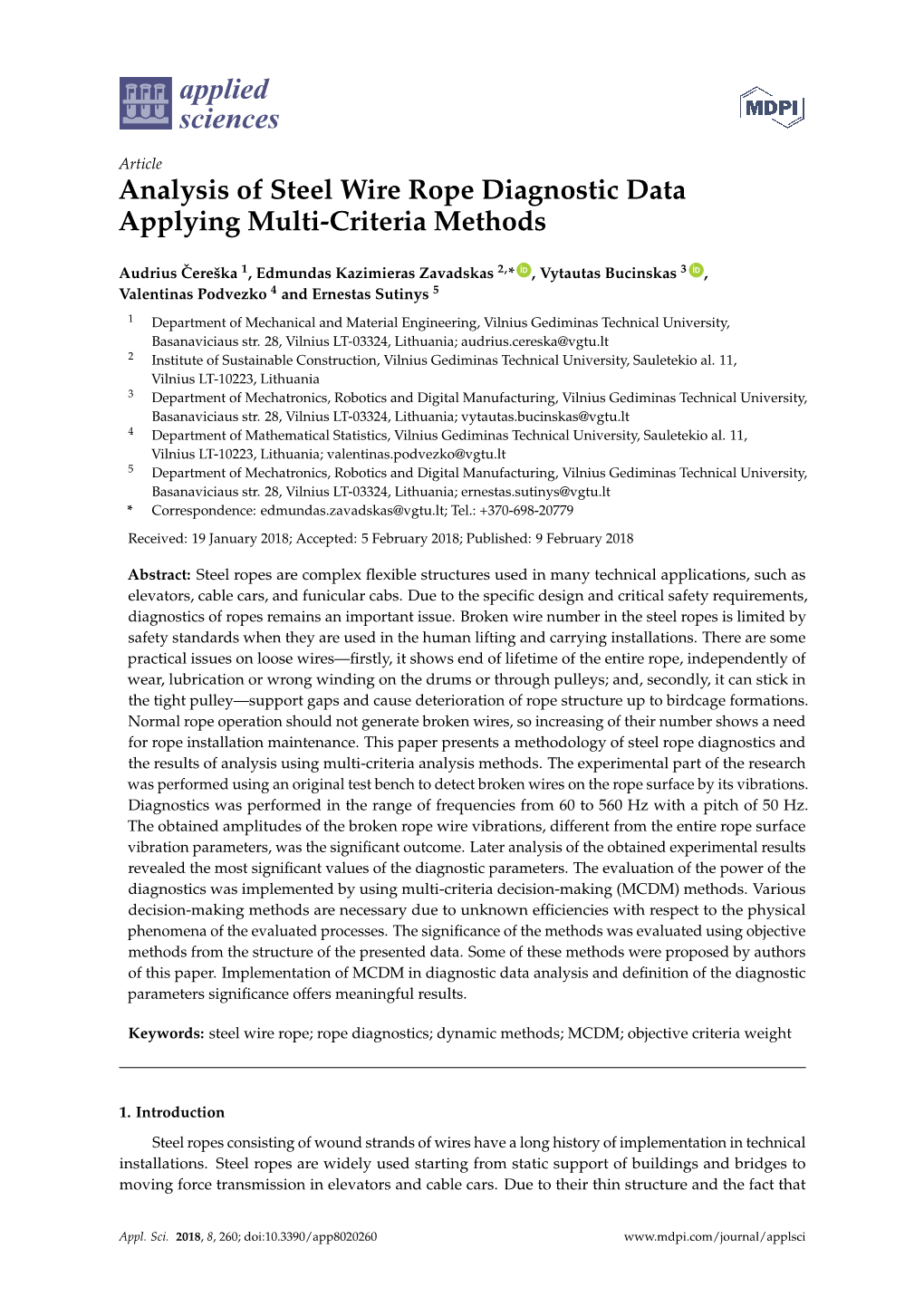 Analysis of Steel Wire Rope Diagnostic Data Applying Multi-Criteria Methods