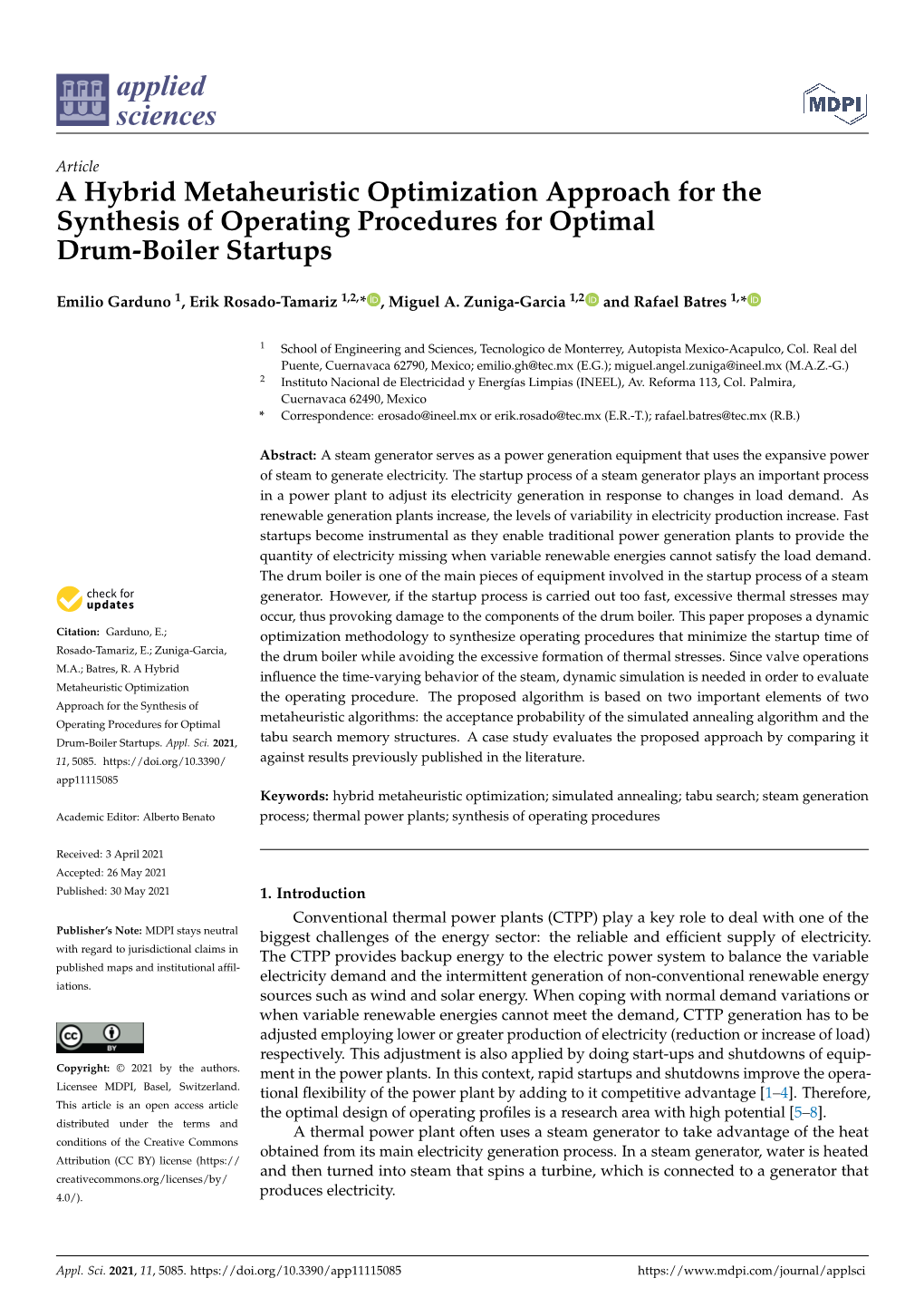 A Hybrid Metaheuristic Optimization Approach for the Synthesis of Operating Procedures for Optimal Drum-Boiler Startups