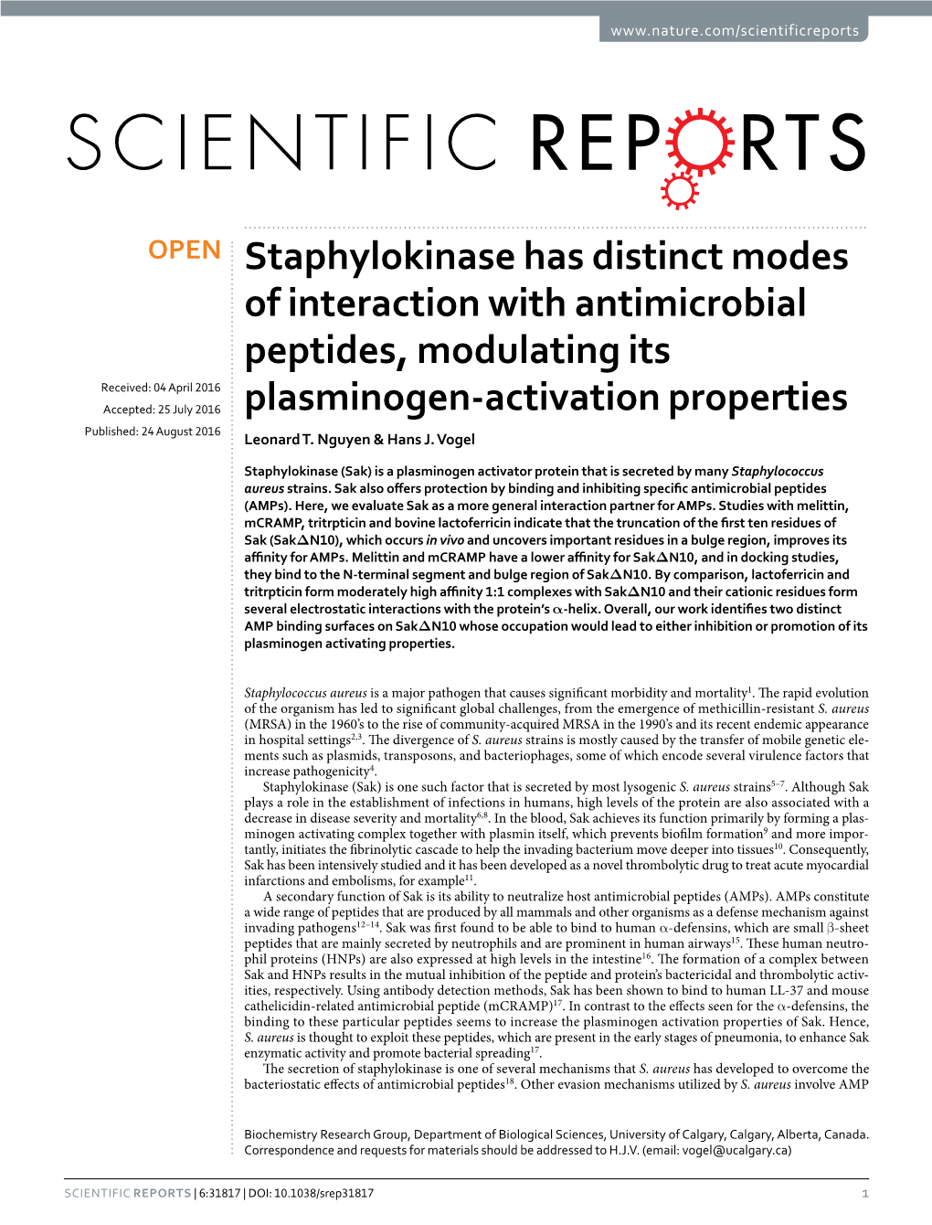 Staphylokinase Has Distinct Modes of Interaction With