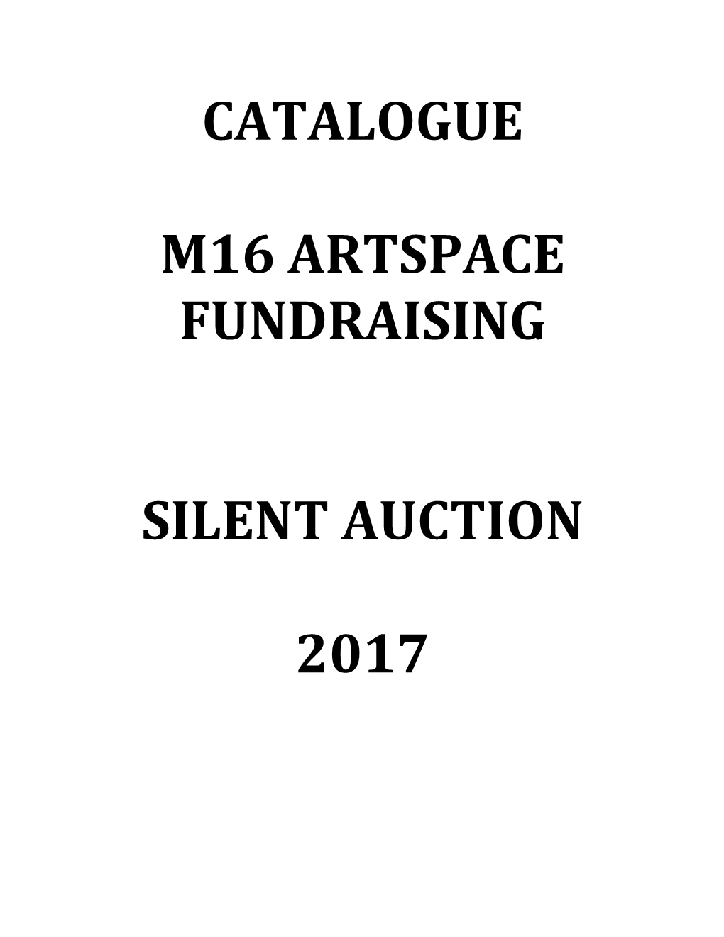 Catalogue M16 Artspace Fundraising Silent Auction