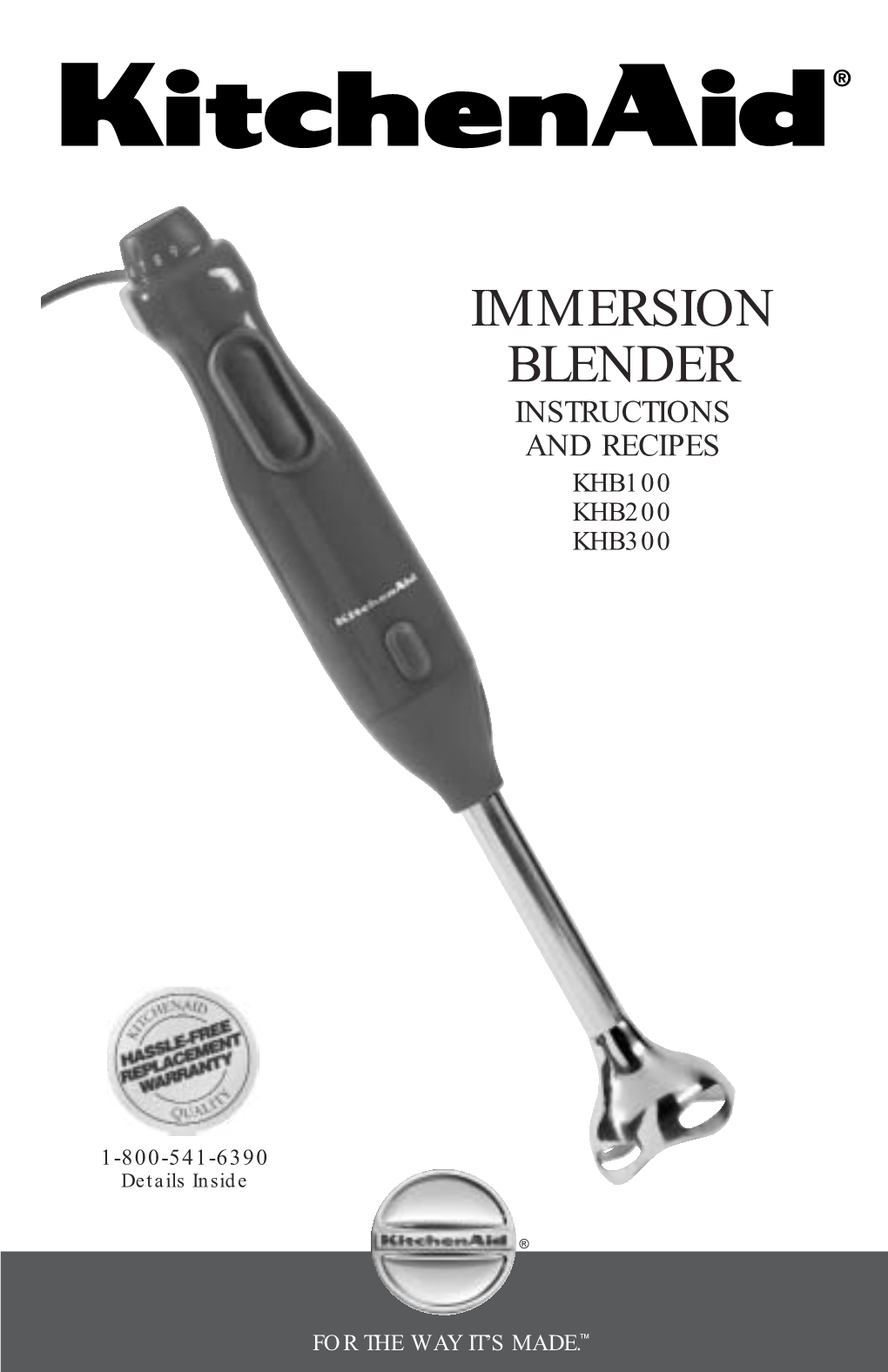 Immersion Blender Instructions and Recipes Khb100 Khb200 Khb300