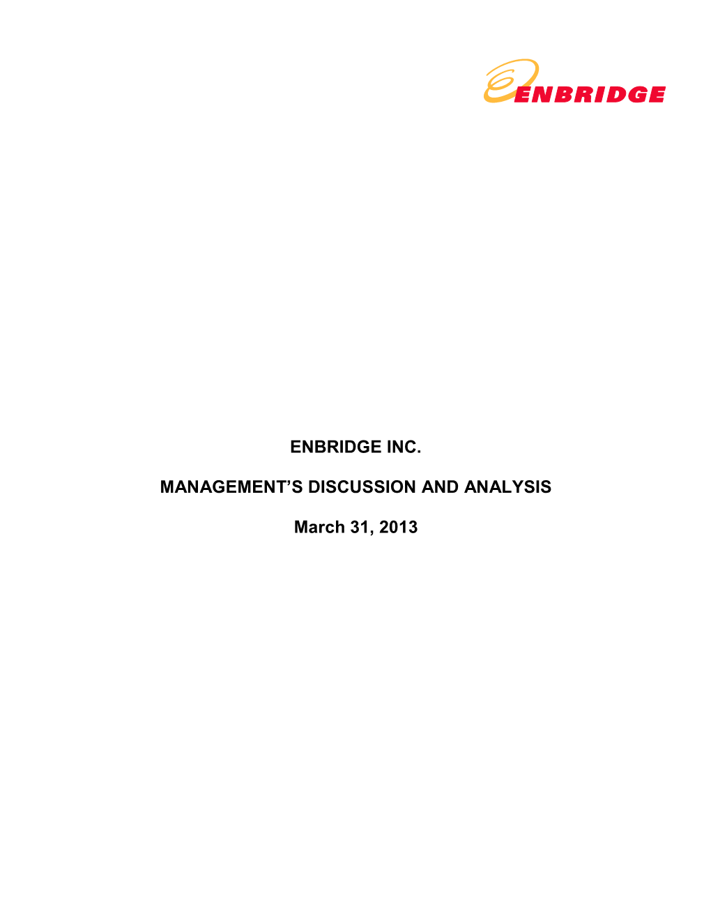 Enbridge Inc. Management's Discussion and Analysis