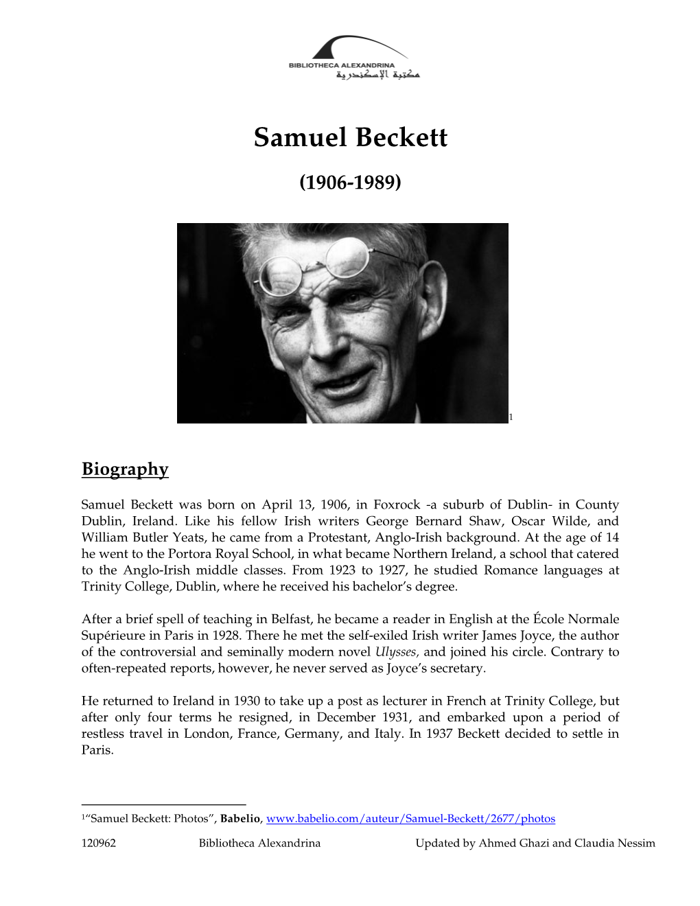 Samuel Beckett (1906-1989)