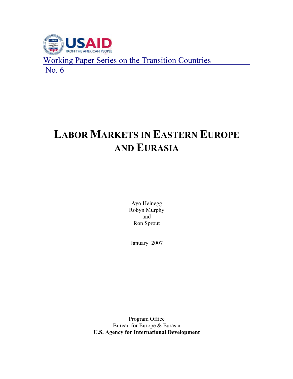 Labor Markets in Eastern Europe and Eurasia