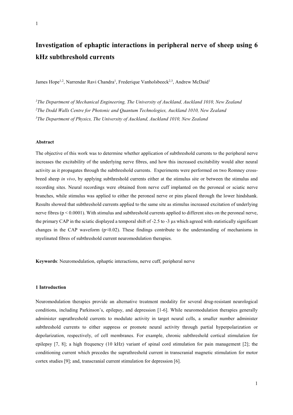 Investigation of Ephaptic Interactions in Peripheral Nerve of Sheep Using 6 Khz Subthreshold Currents