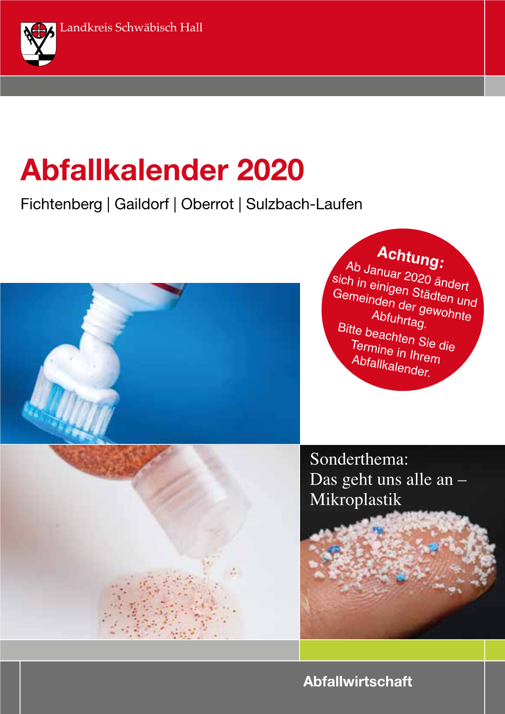 Abfallkalender 2020 Fichtenberg | Gaildorf | Oberrot | Sulzbach-Laufen