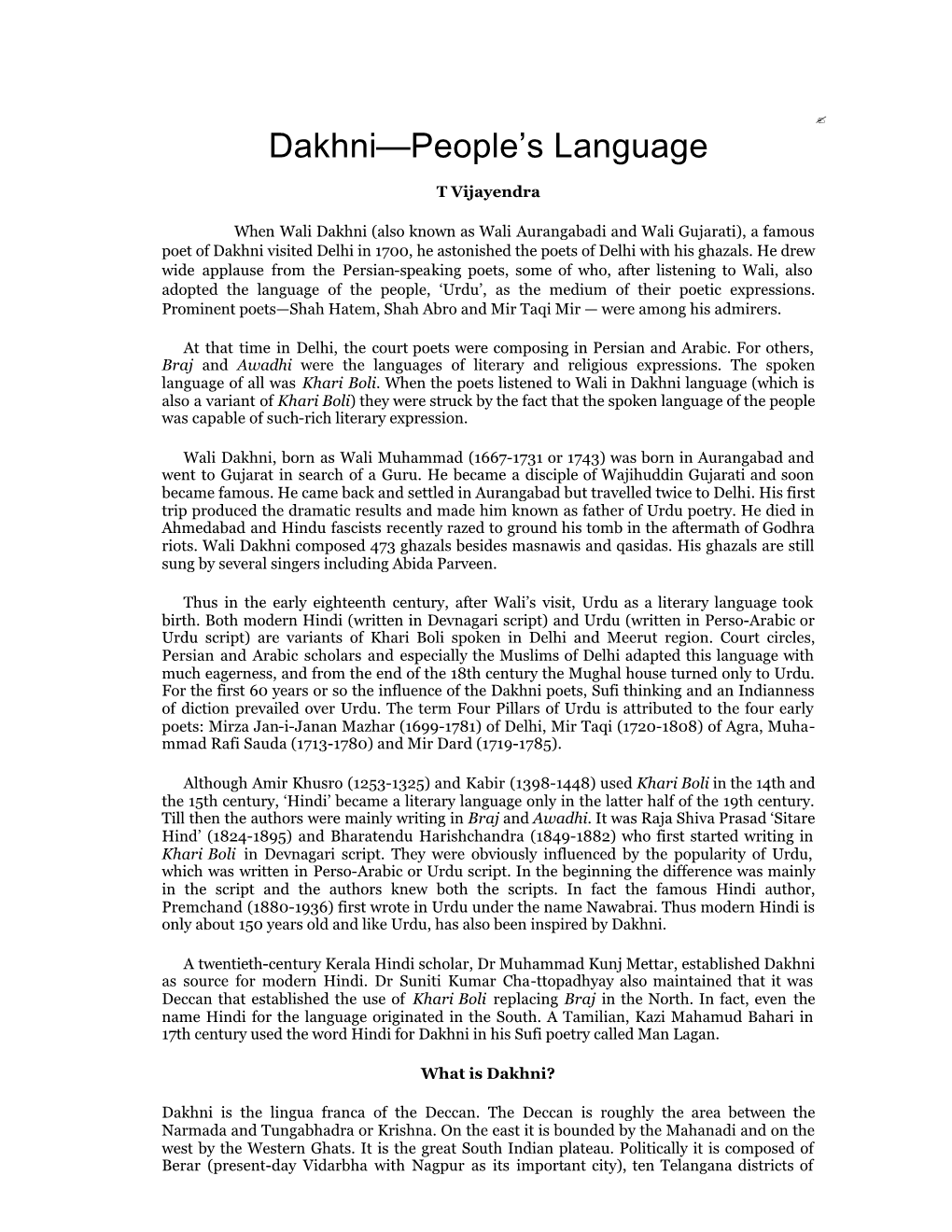 Dakhni—People's Language