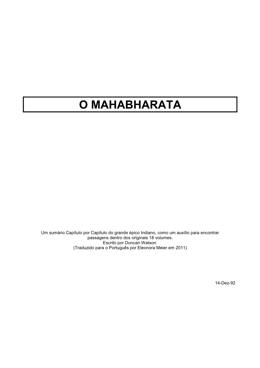 O Mahabharata