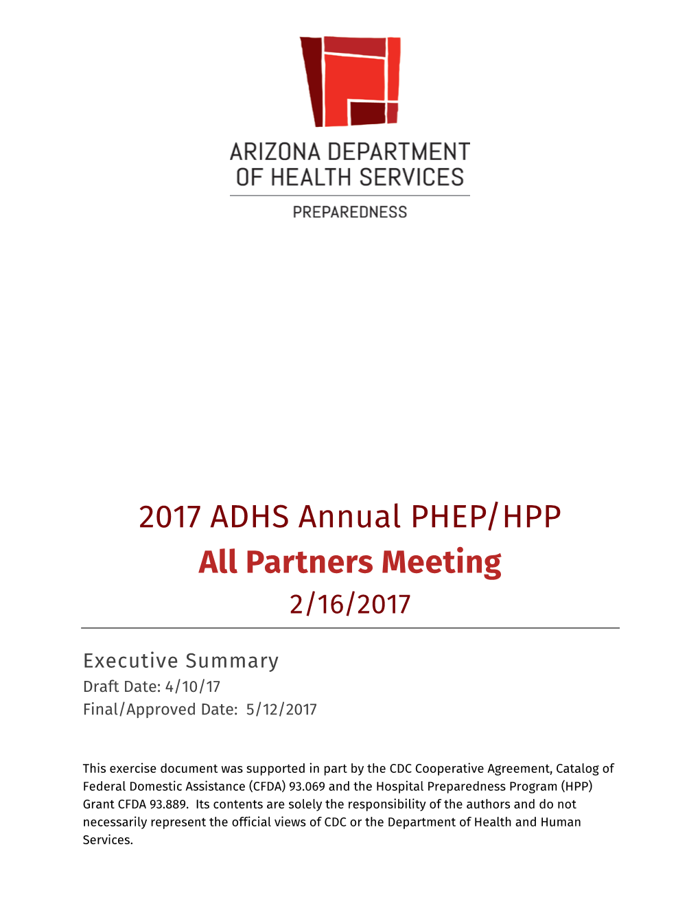 2017 ADHS Annual PHEP/HPP All Partners Meeting 2/16/2017