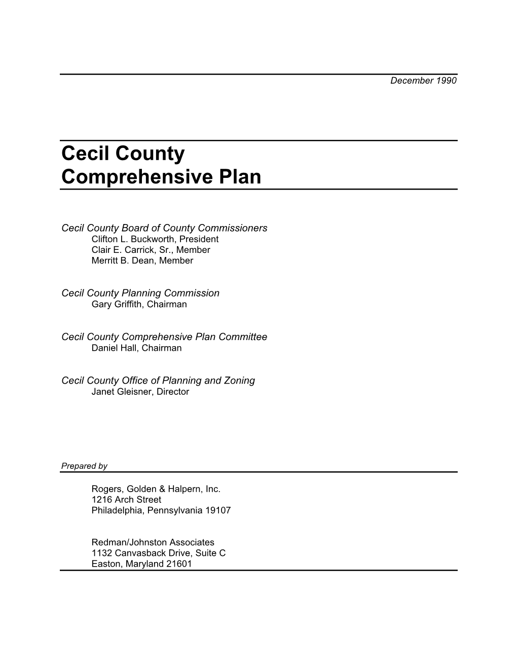 Cecil County Comprehensive Plan