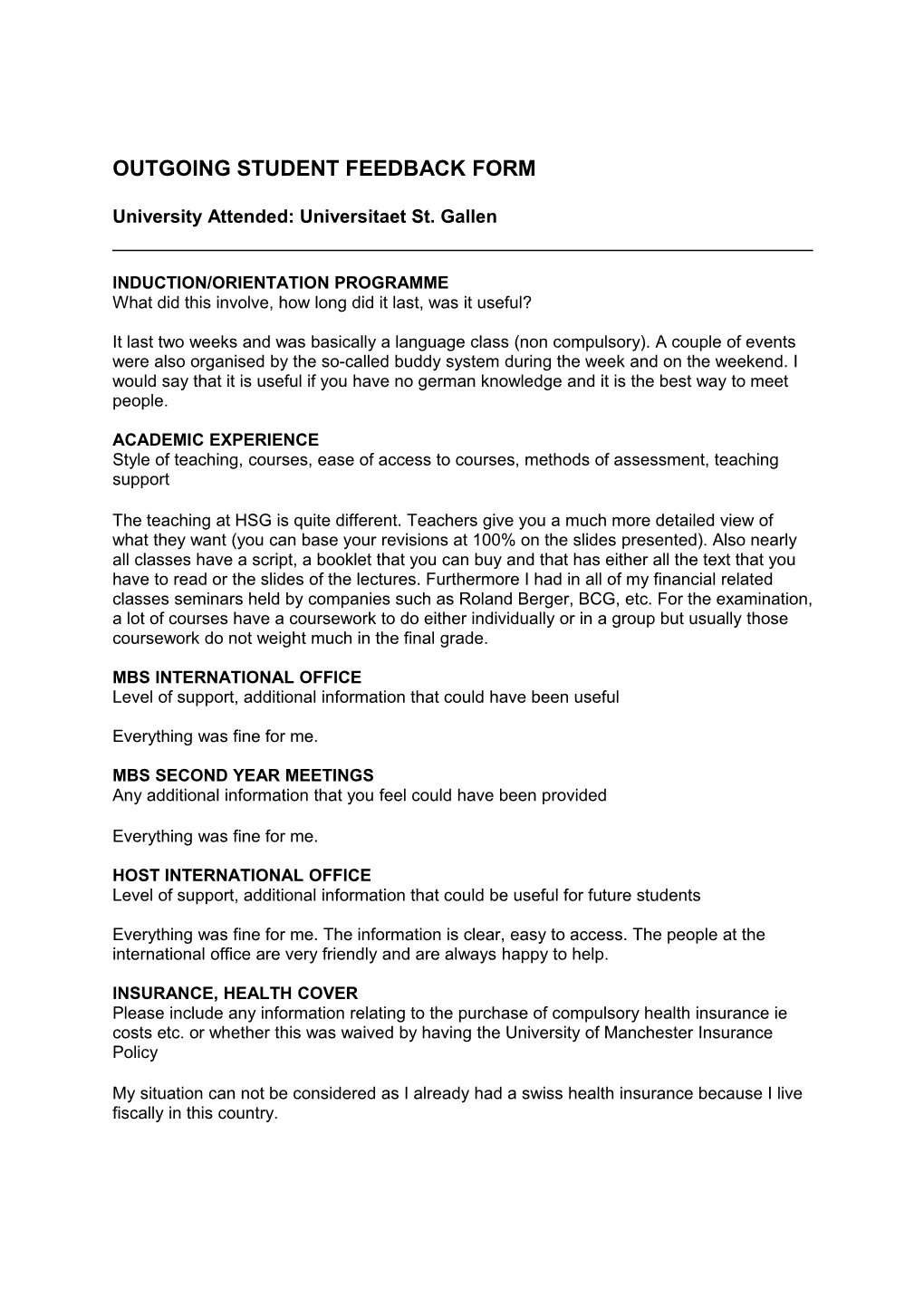 Student Feedback Information 2004/2006 s1