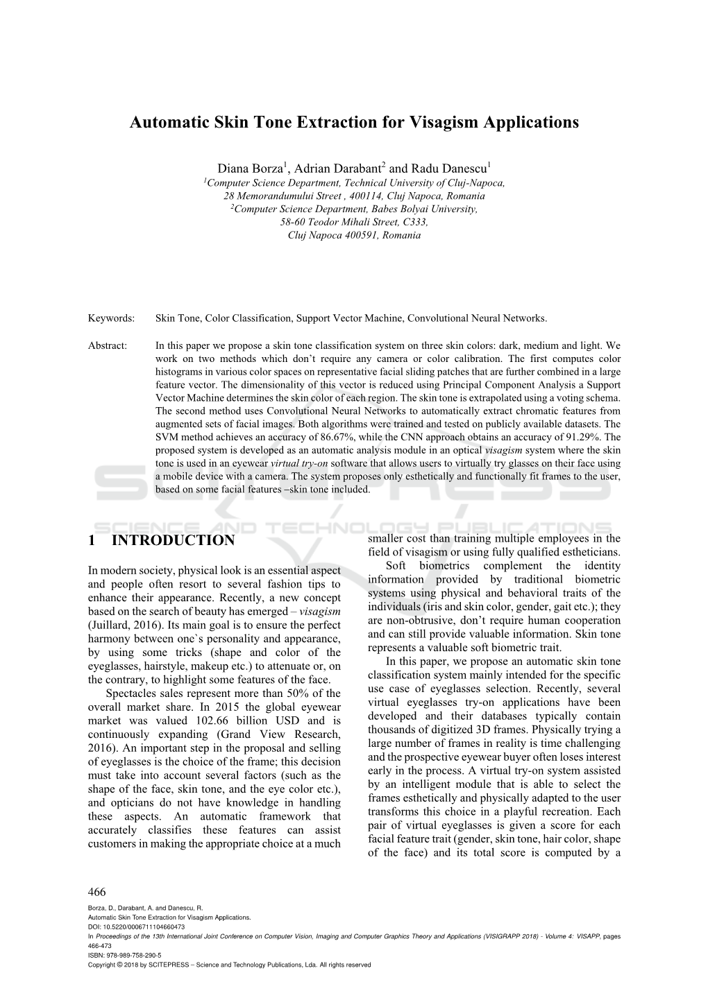 Automatic Skin Tone Extraction for Visagism Applications