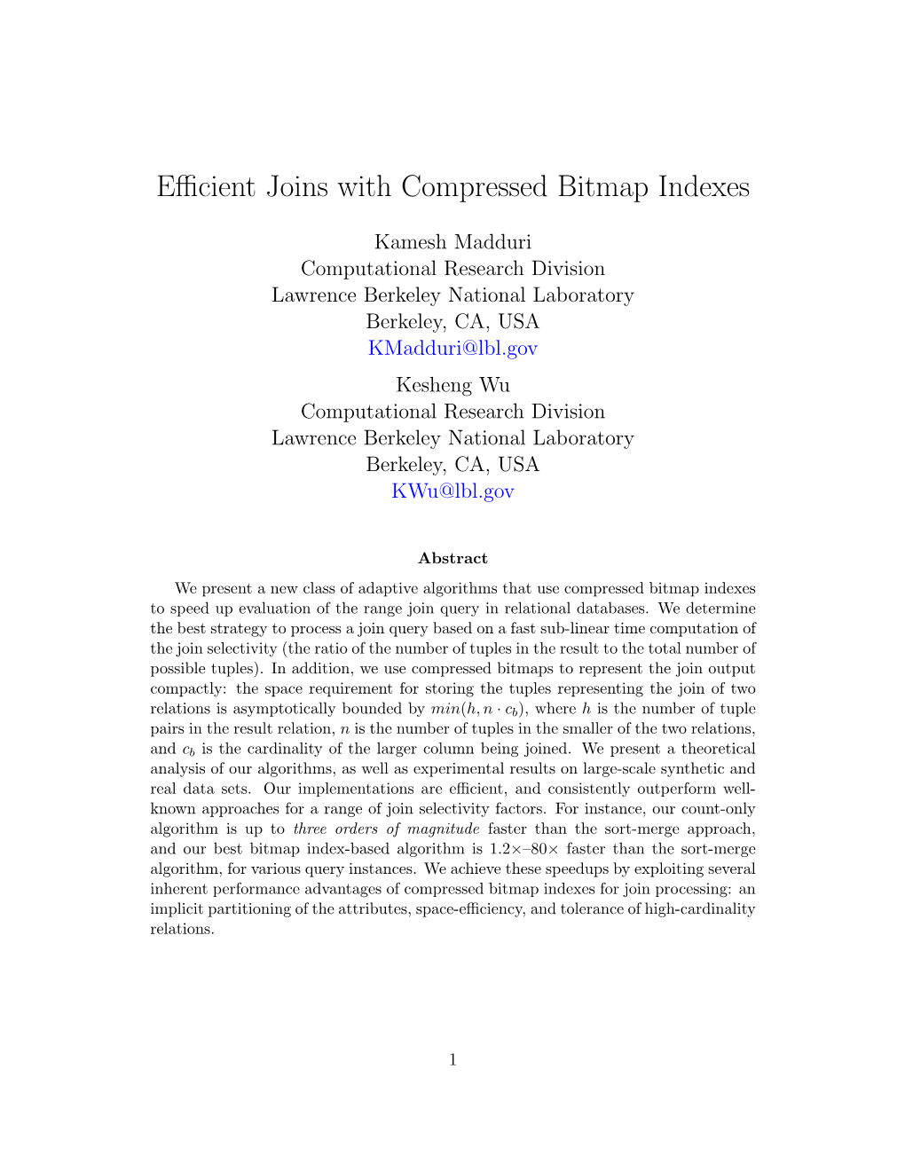 Efficient Joins with Compressed Bitmap Indexes
