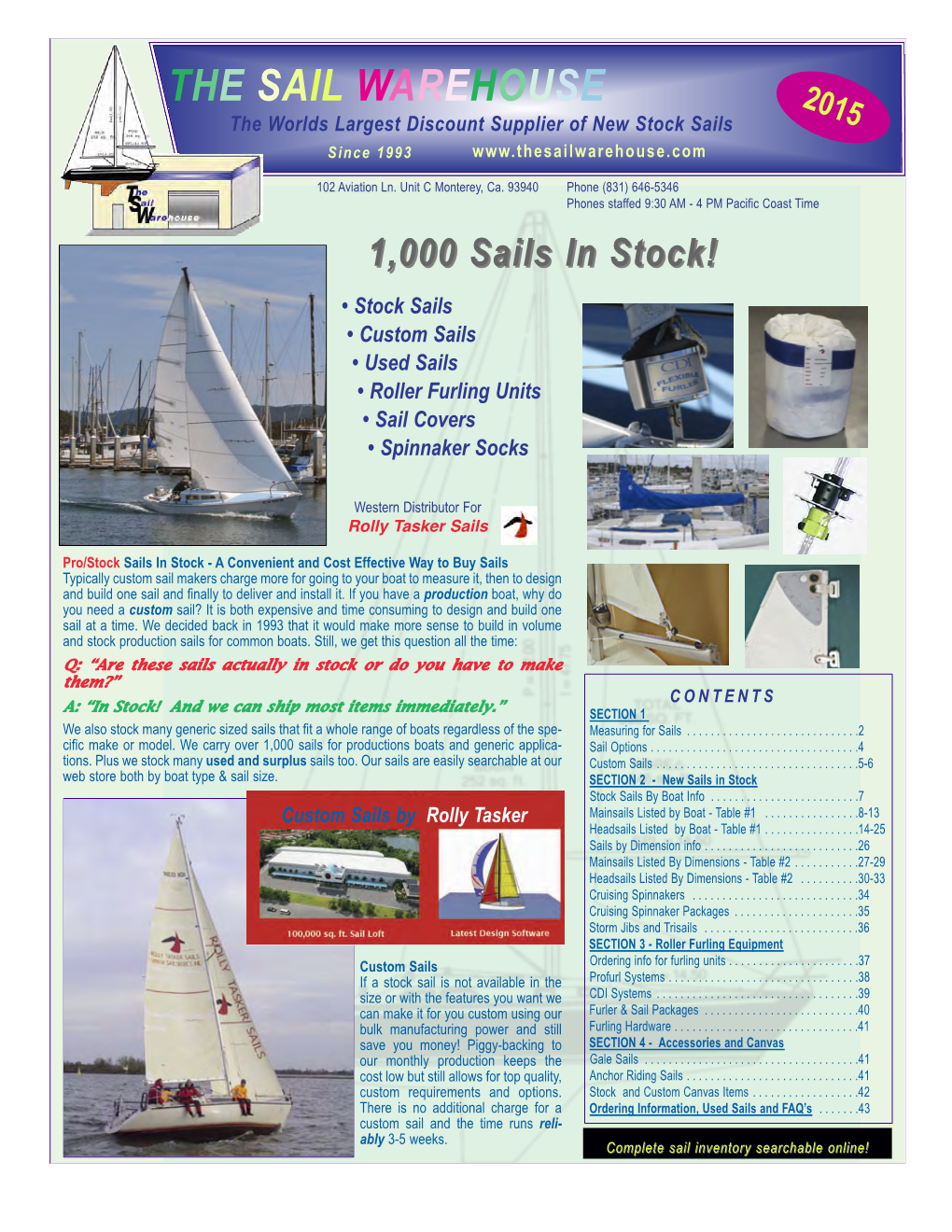 2015 the Worlds Largest Discount Supplier of New Stock Sails Since 1993