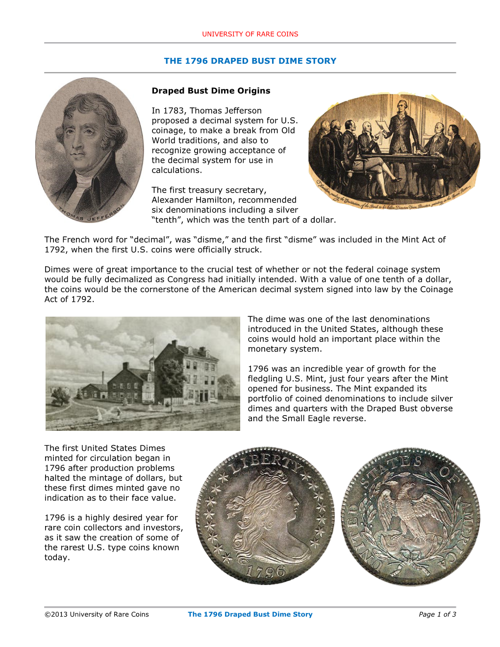 The 1796 Draped Bust Dime Story