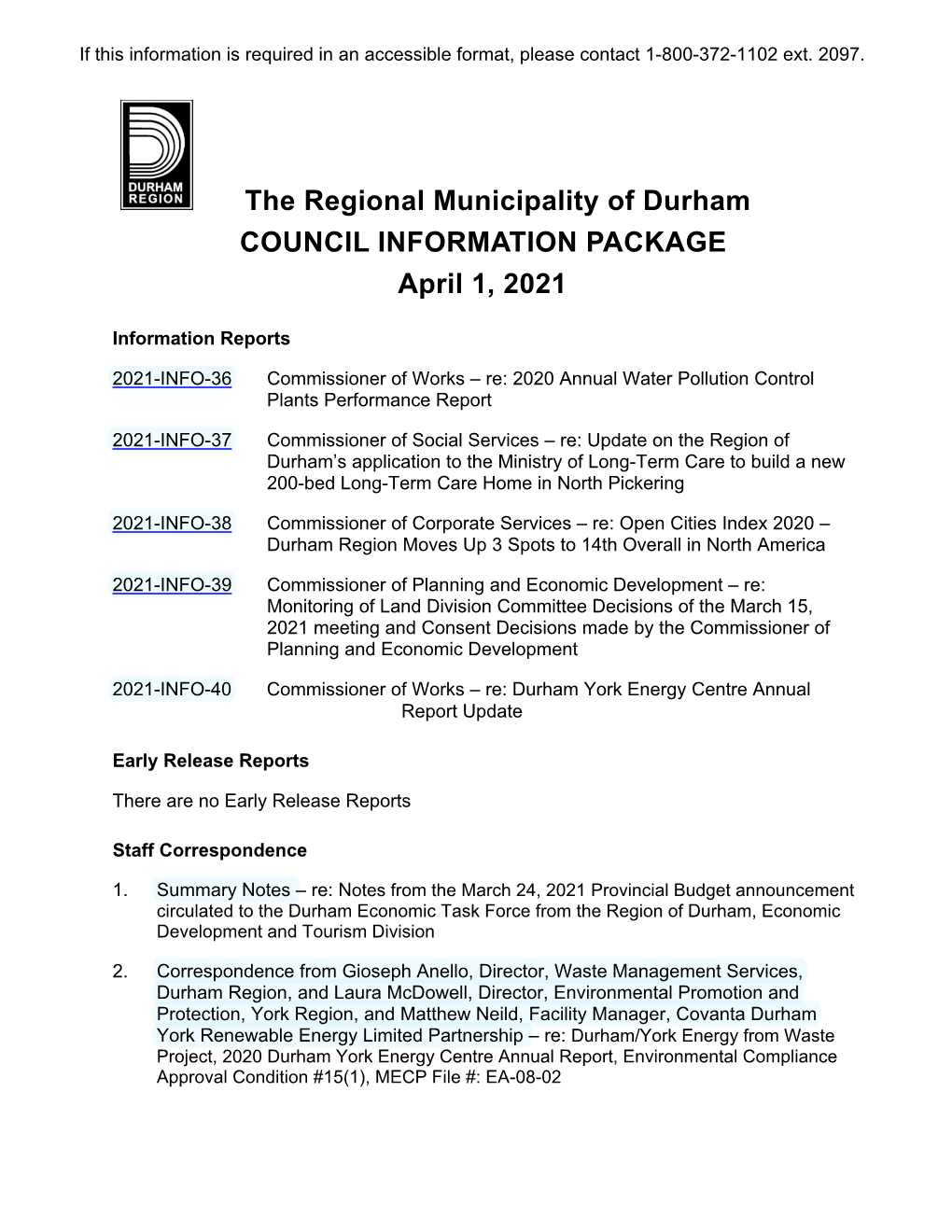 Council Information Package, April 1, 2021