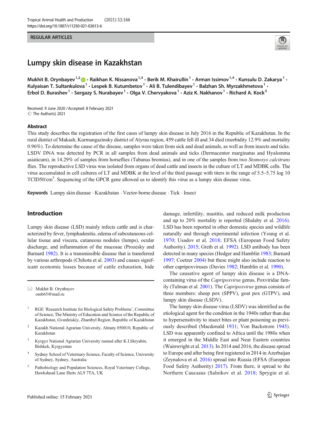 Lumpy Skin Disease in Kazakhstan