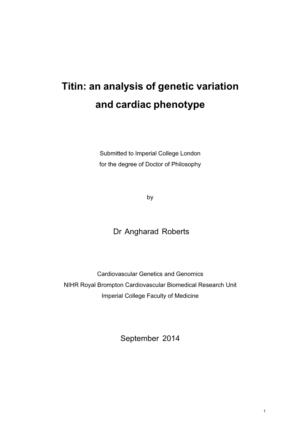 Titin: an Analysis of Genetic Variation and Cardiac Phenotype