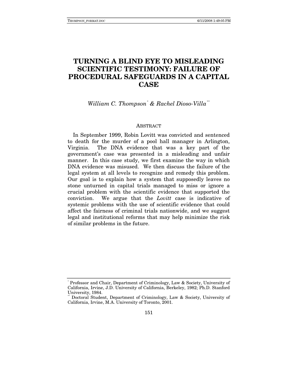 Turning a Blind Eye to Misleading Scientific Testimony: Failure of Procedural Safeguards in a Capital Case