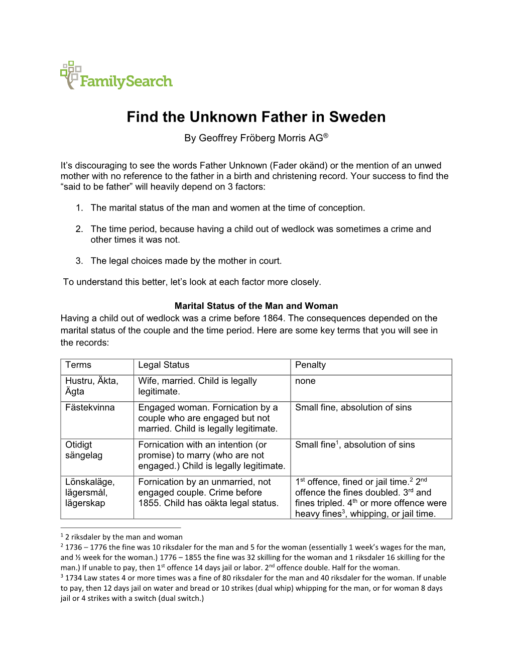 Find the Unknown Father in Sweden by Geoffrey Fröberg Morris AG®