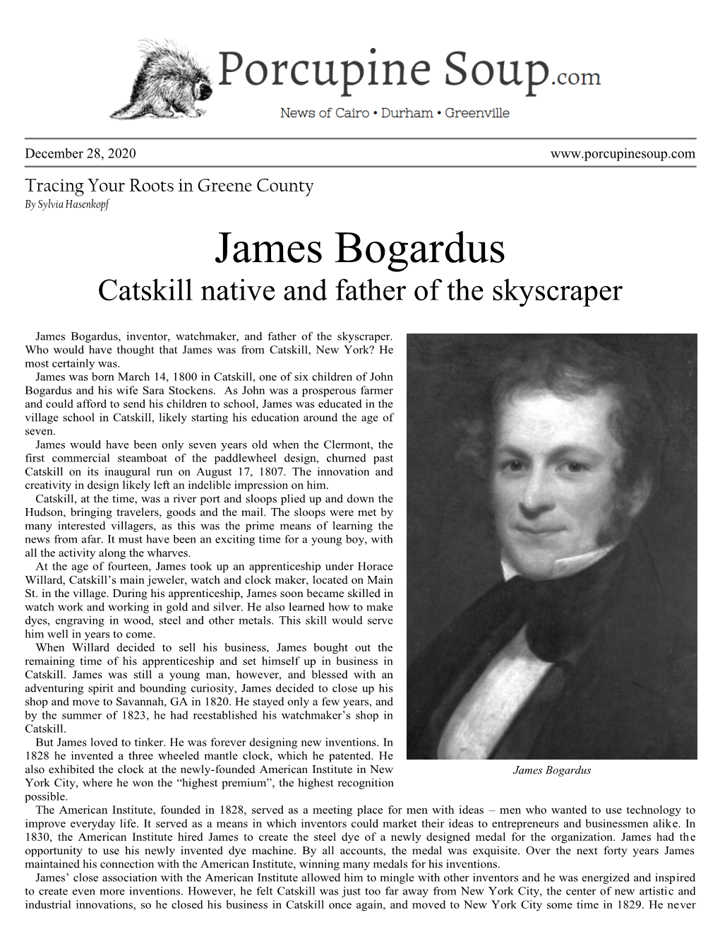 James Bogardus Catskill Native and Father of the Skyscraper