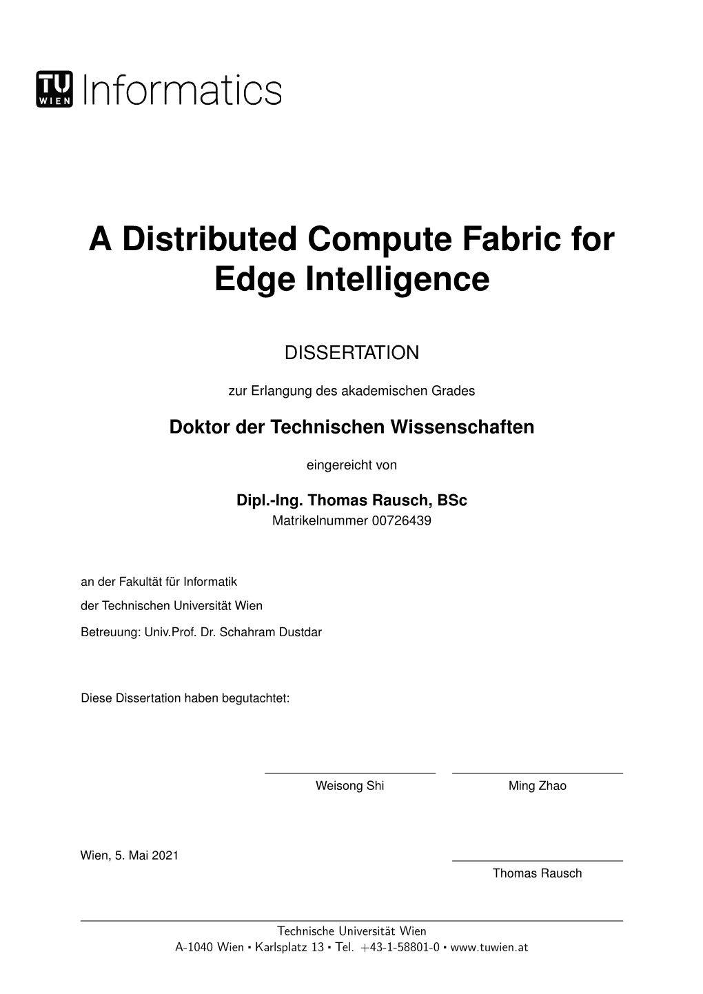 A Distributed Compute Fabric for Edge Intelligence