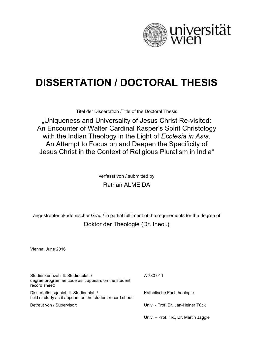 Dissertation / Doctoral Thesis