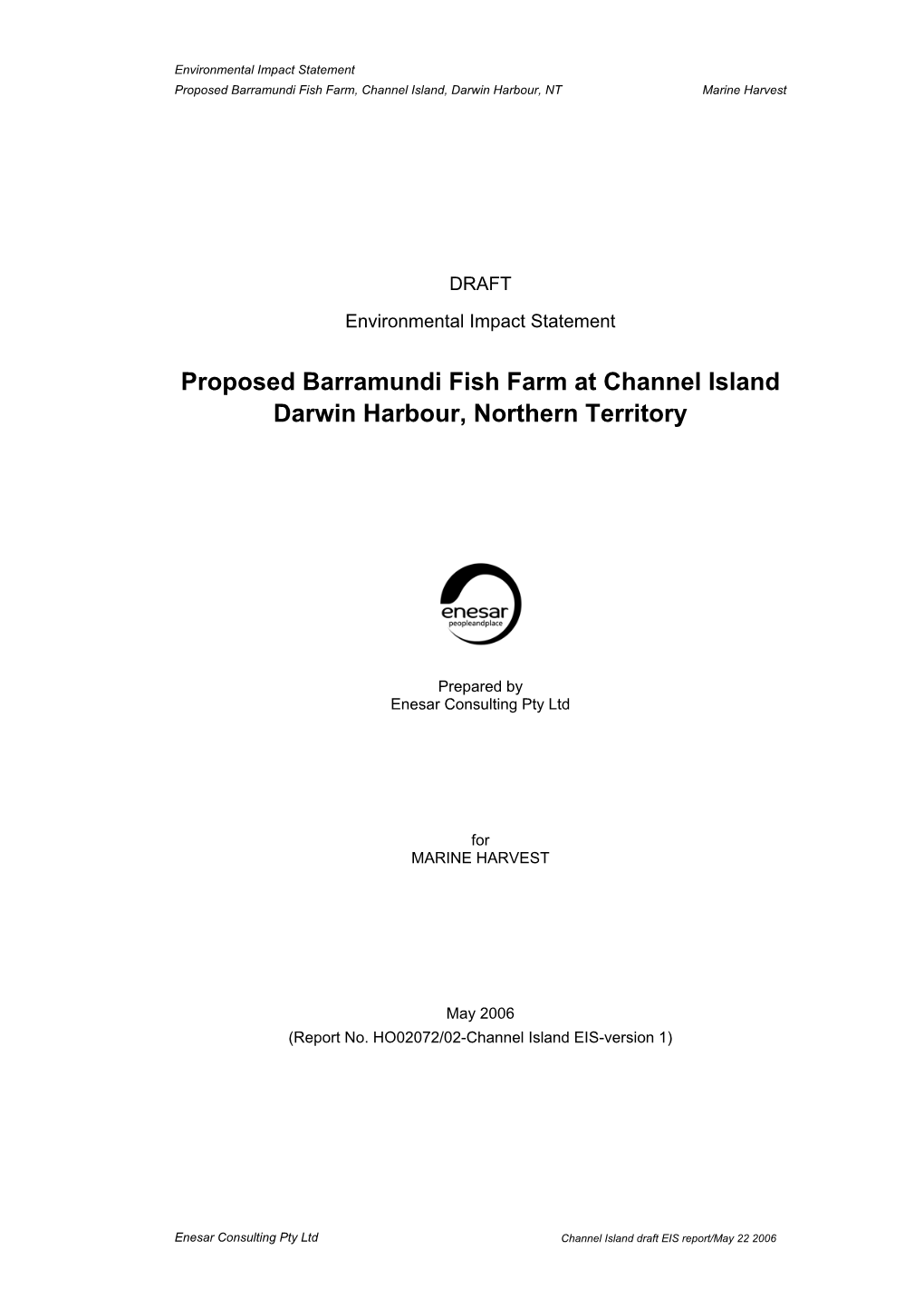 Proposed Barramundi Fish Farm at Channel Island Darwin Harbour, Northern Territory