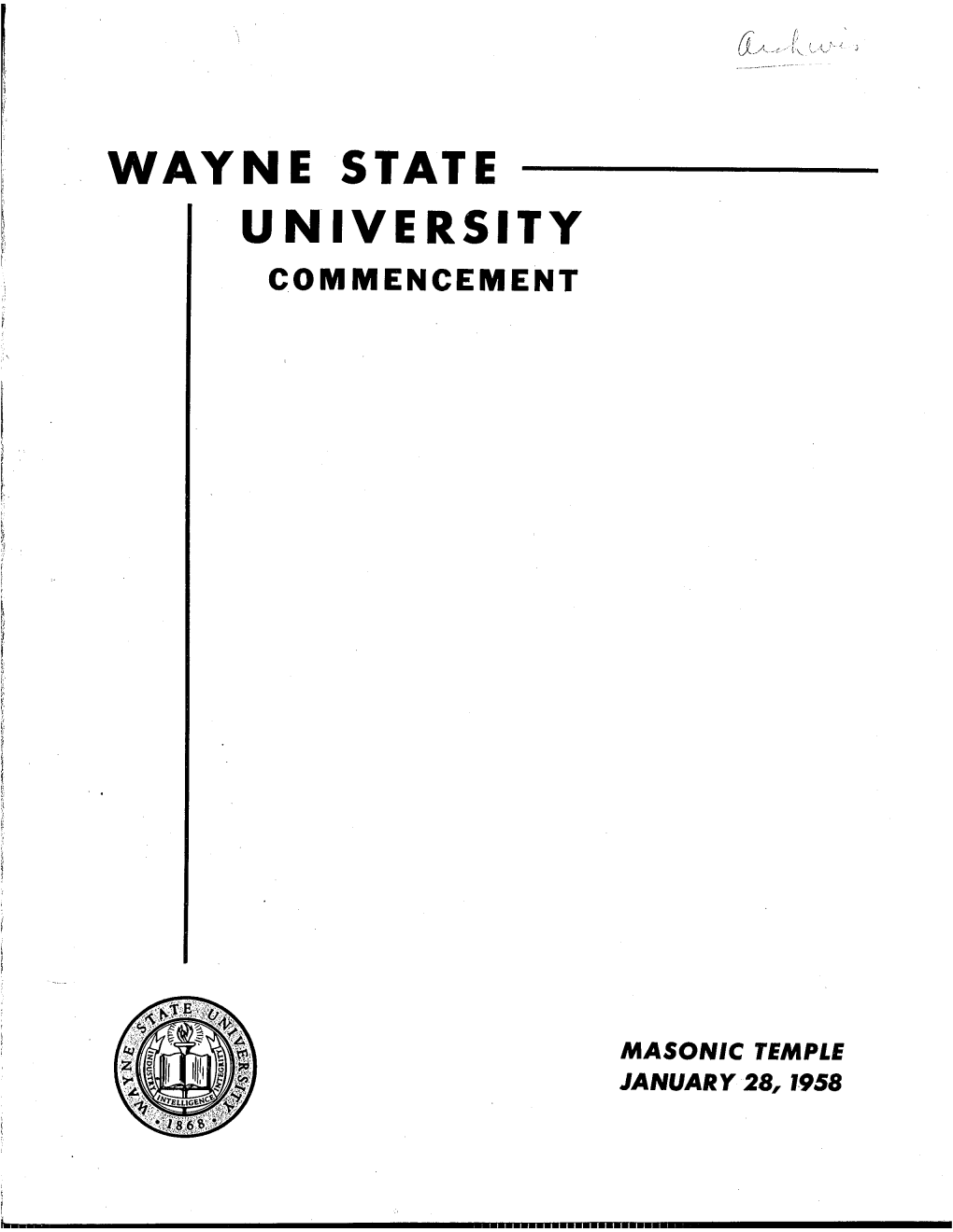 Wayne State University 1958 Commencement Programs