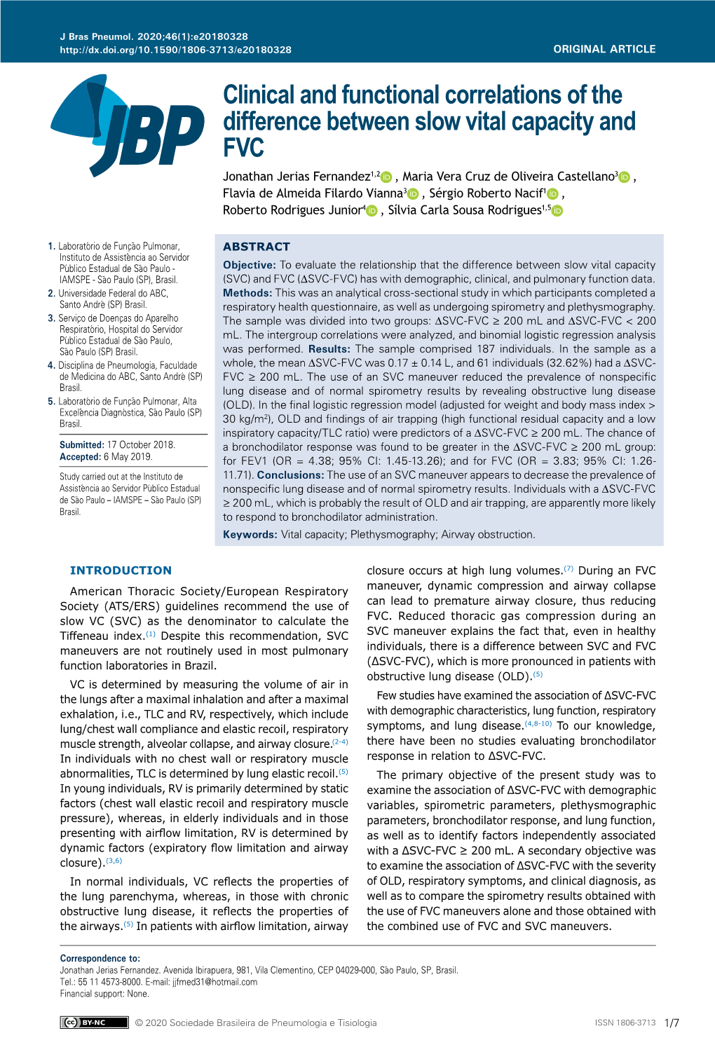 Clinical and Functional Correlations of the Difference Between Slow Vital