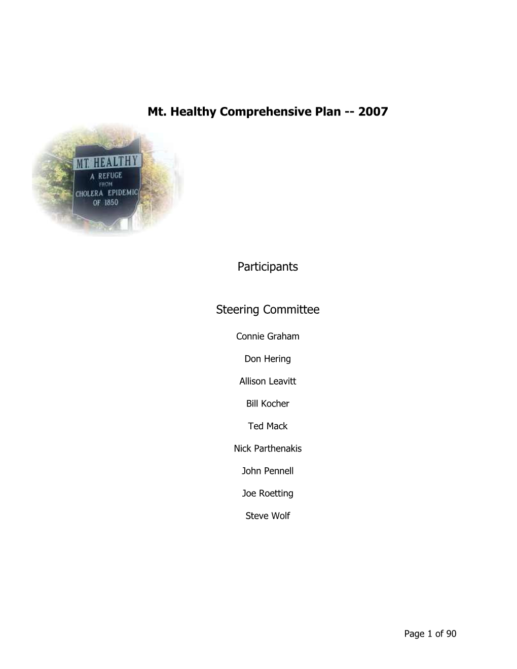 Mt. Healthy Comprehensive Plan -- 2007