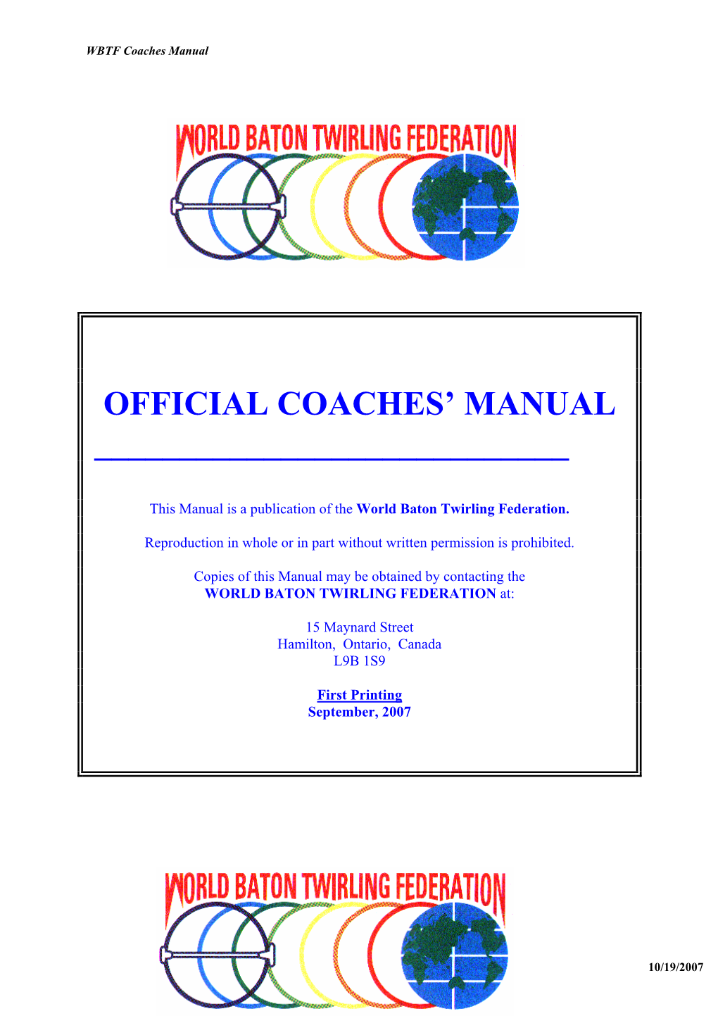 Official Coaches' Manual