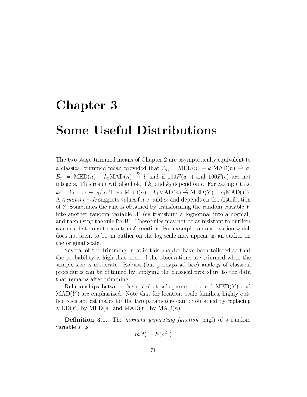 Chapter 3 Some Useful Distributions
