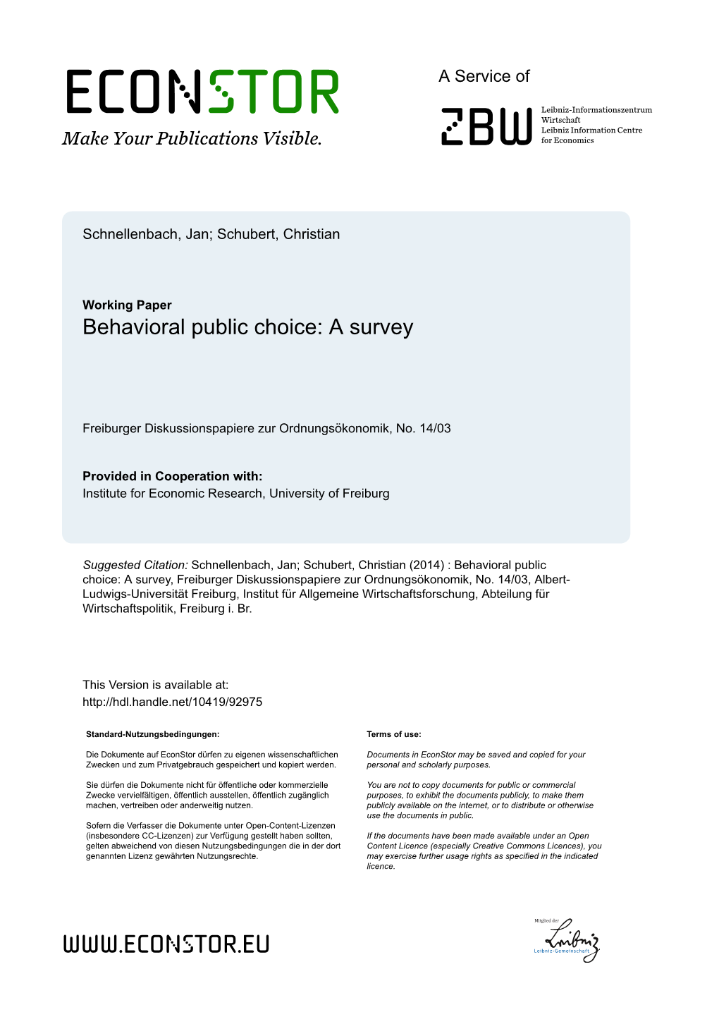 Behavioral Public Choice: a Survey