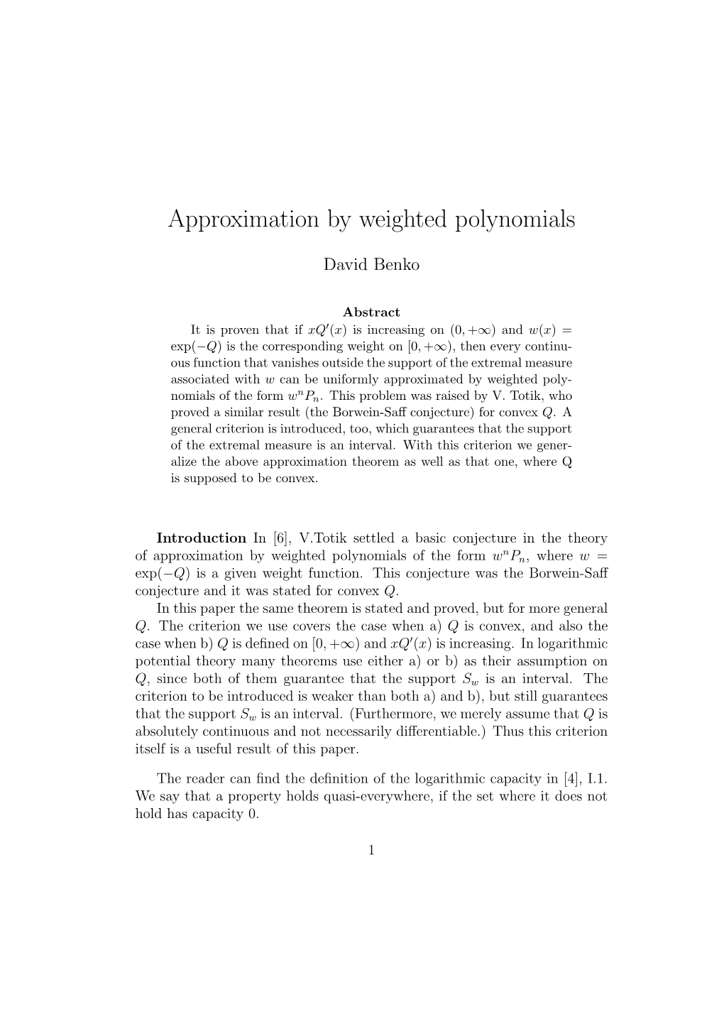 Approximation by Weighted Polynomials