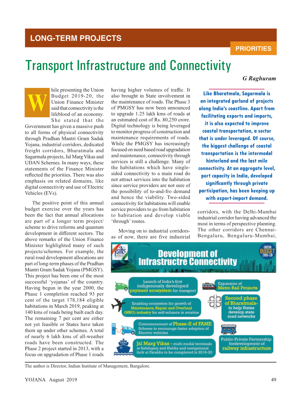 Transport Infrastructure and Connectivity G Raghuram
