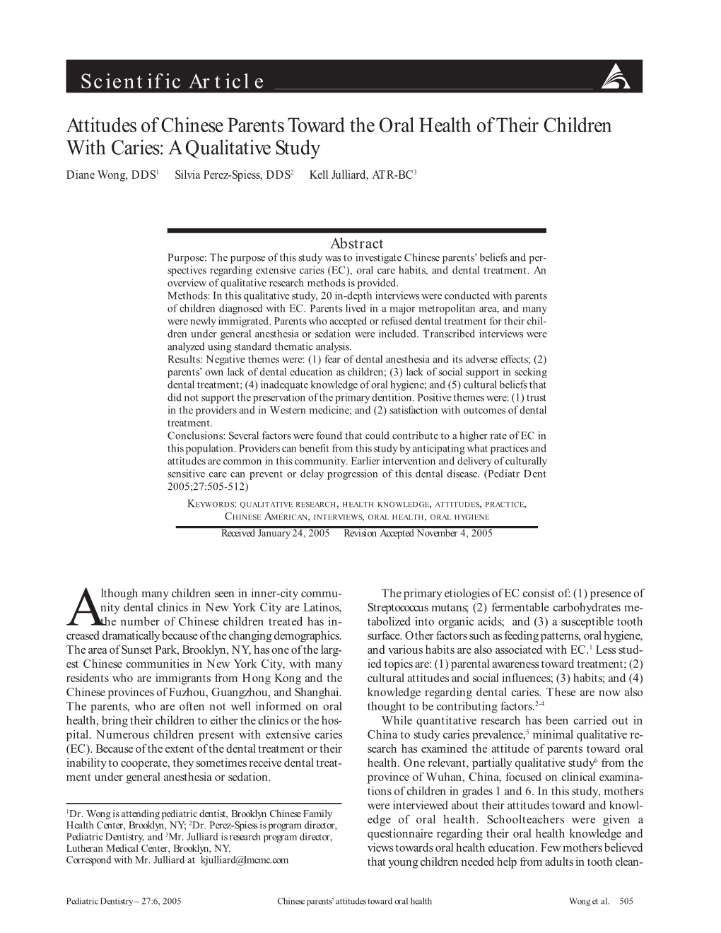 Attitudes of Chinese Parents Toward the Oral Health of Their Children