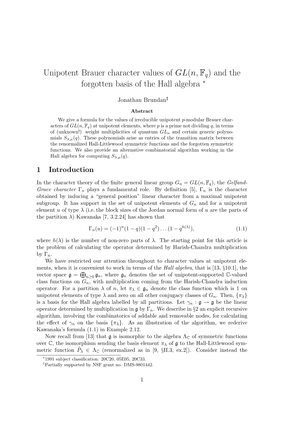 Unipotent Brauer Character Values of GL(N,F Q)