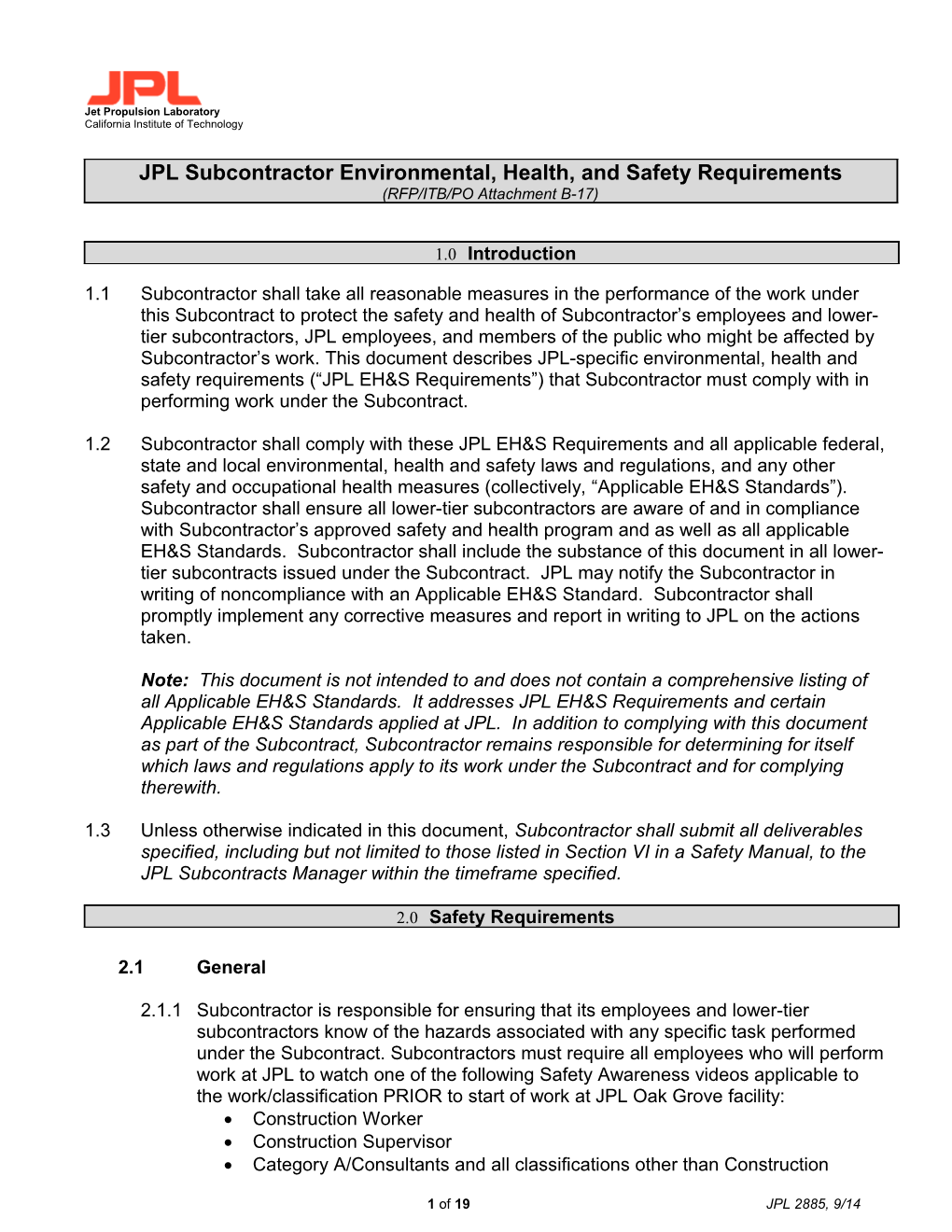 Jet Propulsion Laboratory	Interoffice Memorandum