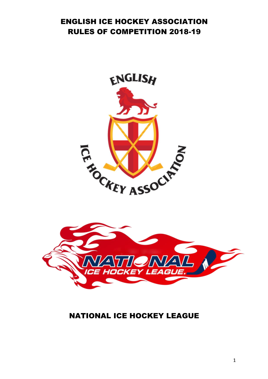 English Ice Hockey Association Rules of Competition 2018-19
