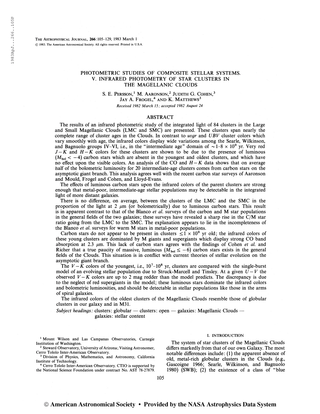 1983Apj. . .266. .105P the Astrophysical Journal, 266:105-129, 1983 March 1 © 1983. the American Astronomical Society. All Righ