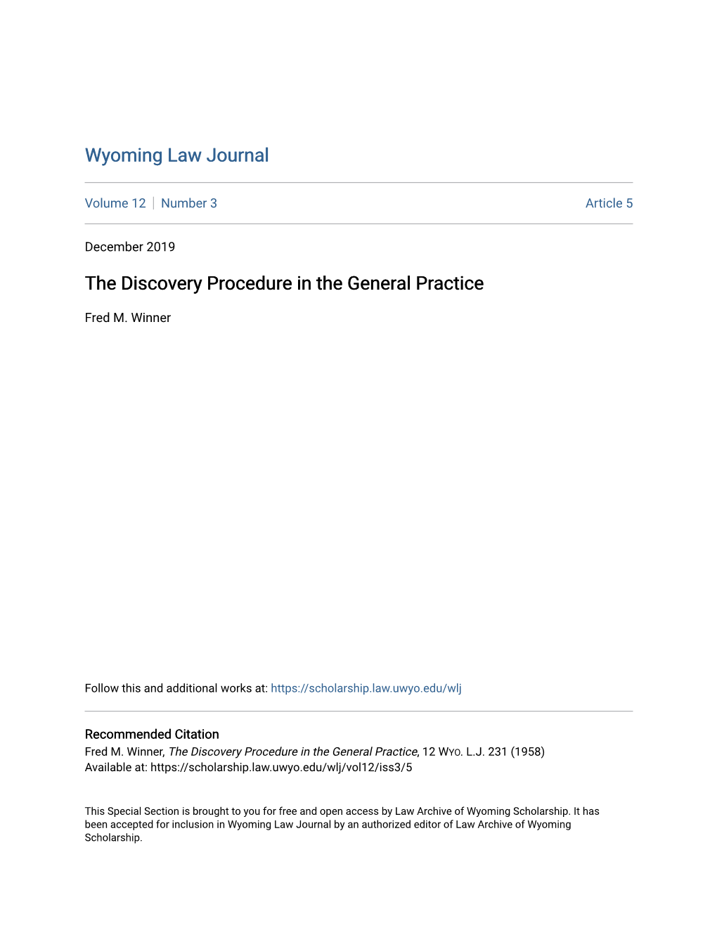 The Discovery Procedure in the General Practice